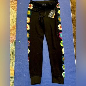 Embroidered Michael Lauren black sweat pants